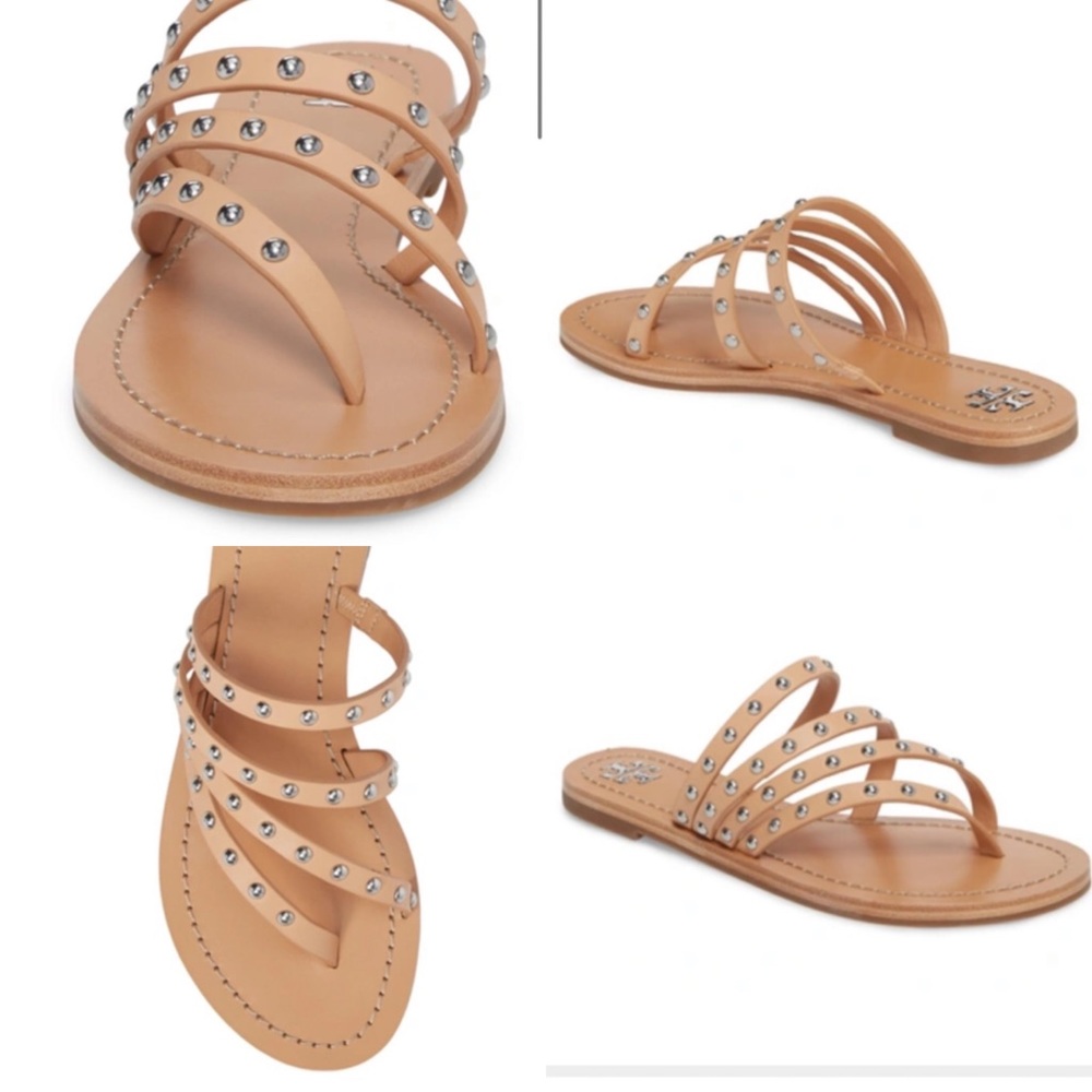 Tory Burch Patos Studded Thong Sandal in Natural Vanchetta Size 7